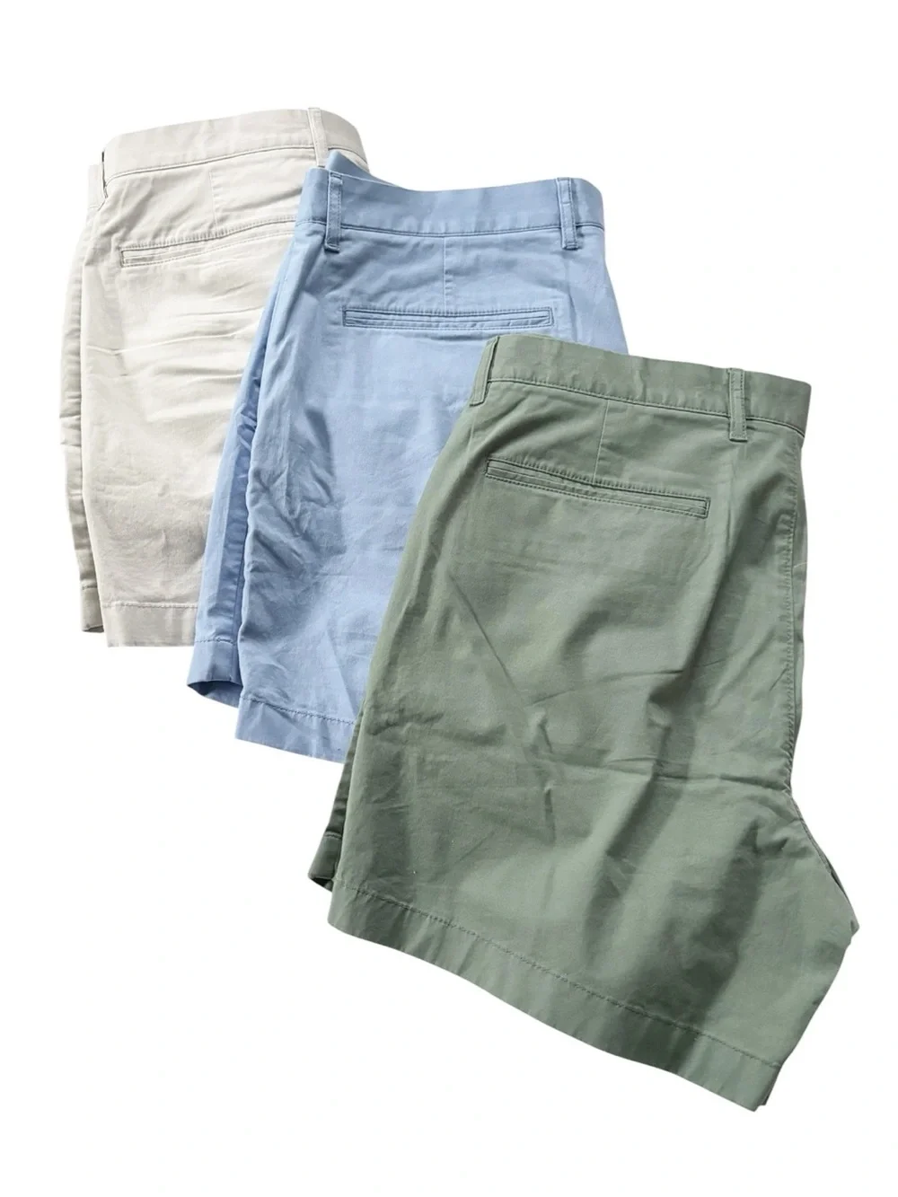 J. Crew Re-Imagined 5” stretch chino men’s shorts lot of 3 green,blue,stone| W32